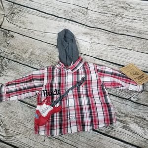 Baby Rebels Rock Plaid Long Sleeve Button Down Shi